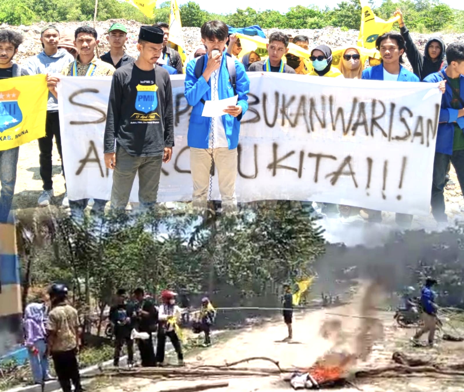 PC PMII Muna saat melakukan Aksi