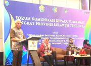 Drs. H Asrun Lio.,M.Hum.,Ph.D mewakili Pj. Gubernur, Komjen Pol (P) Dr (H.C) Andap Budhi Revianto.,S.I.K.,M.H. saat menyampaikan sambutannya