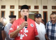 Rajiun Tumada saat memberikan sambutan dihadapan pendukungnya