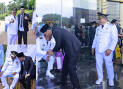 Ketua DPC PKB Bombana, Iskandar, SP saat mengucapkan selamat secara langsung kepada Bupati dan Wakil Bupati Bombana, Burhanuddin dan Ahmad Yani