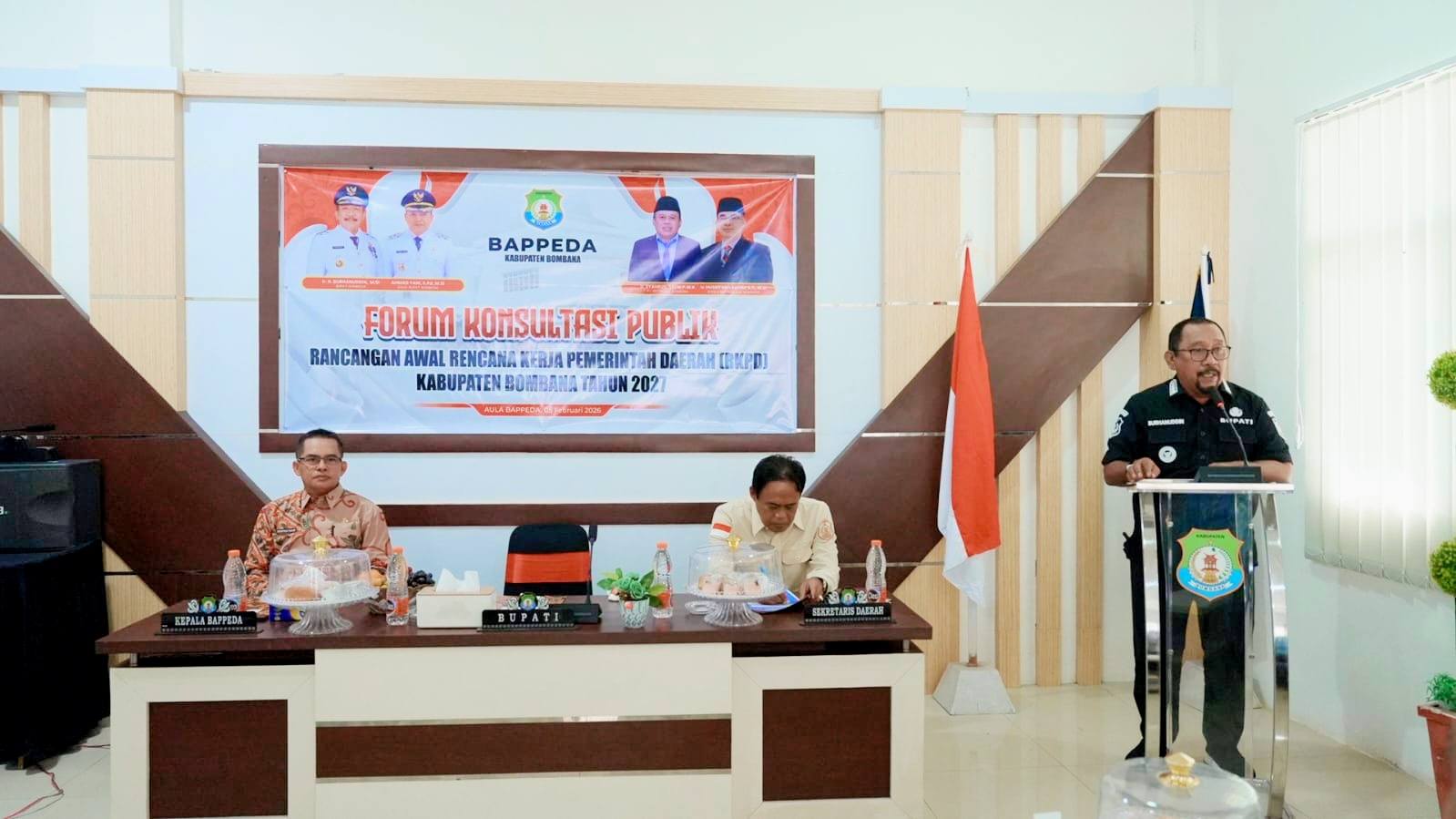 Bupati Bombana Ir. Burhanuddin, M.Si memimpin langsung Forum Konsultasi Publik Rencana Kerja Pemerintah Daerah (RKPD)