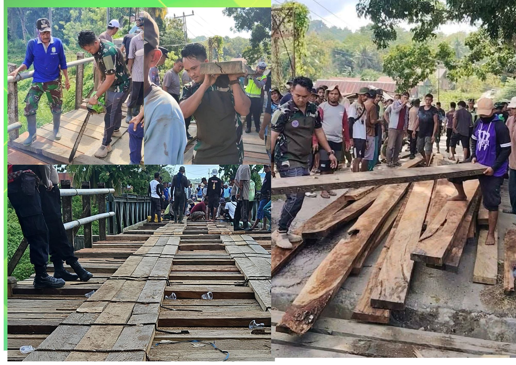 Gotong Royong Perbaikan Jembatan Tampabulu
