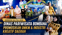 Stan Kabupaten Bombana yang dikelola Dinas Pariwisata, Kepemudaan, dan Olahraga tampil memukau dalam ajang Harmoni Sultra 2026 di Kota Kendari dengan menampilkan produk UMKM, industri kreatif, serta potensi budaya lokal sebagai bagian dari promosi daerah dan penguatan ekonomi masyarakat.