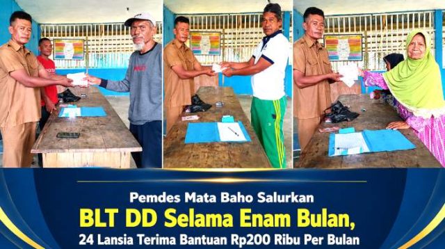 Pemerintah Desa Mata Baho, Kecamatan Wawonii Barat, Kabupaten Konawe Kepulauan (Konkep), menyalurkan Bantuan Langsung Tunai Dana Desa (BLT DD) Tahun Anggaran 2026