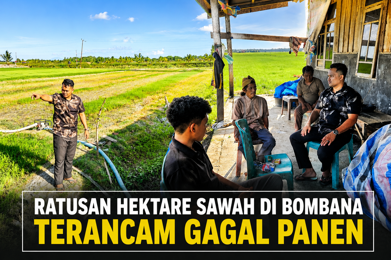 Anggota DPRD Bombana, Yudi Utama Arsyad, meninjau langsung areal persawahan yang terdampak kekeringan di Dusun Tusui, Kelurahan Bambaea, Kecamatan Poleang Timur, sambil berdialog dengan petani guna mencari solusi untuk mencegah ancaman gagal panen.