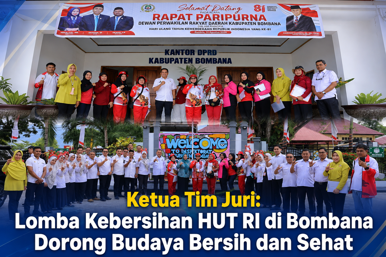 Ketgam: Tim juri Lomba Kebersihan HUT ke-81 Kemerdekaan RI saat melakukan penilaian di sejumlah OPD Kabupaten Bombana. Kegiatan ini menjadi bagian dari upaya Pemkab Bombana menumbuhkan budaya bersih, sehat, dan peduli lingkungan.
