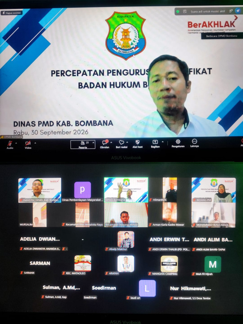 DPMD Bombana mempercepat legalitas enam BUM Desa yang belum memiliki sertifikat badan hukum dengan target seluruhnya selesai sebelum 27 Oktober 2026.
